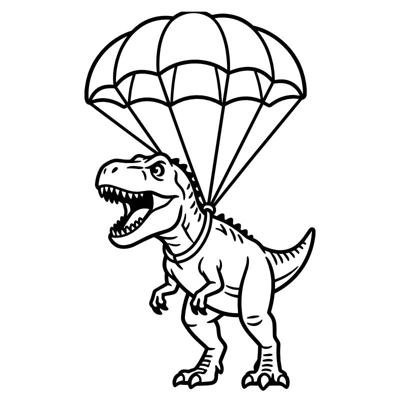 T Rex mit Fallschirm