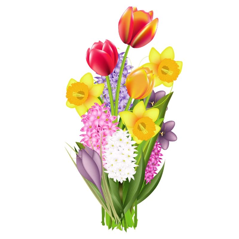 Colourful spring bouquet with tulips & daffodils