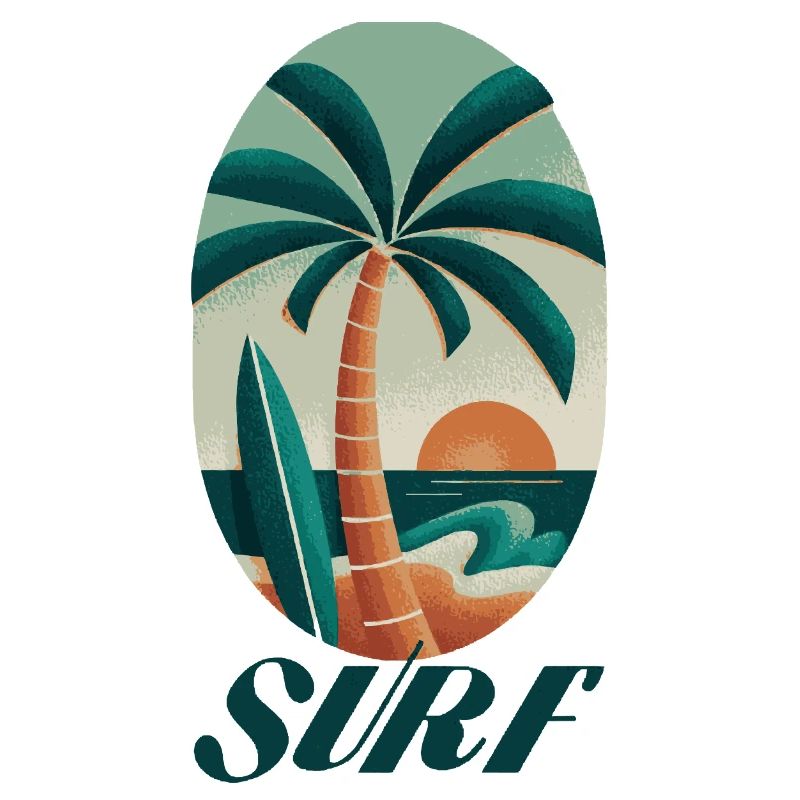 Palmier de surf et plage