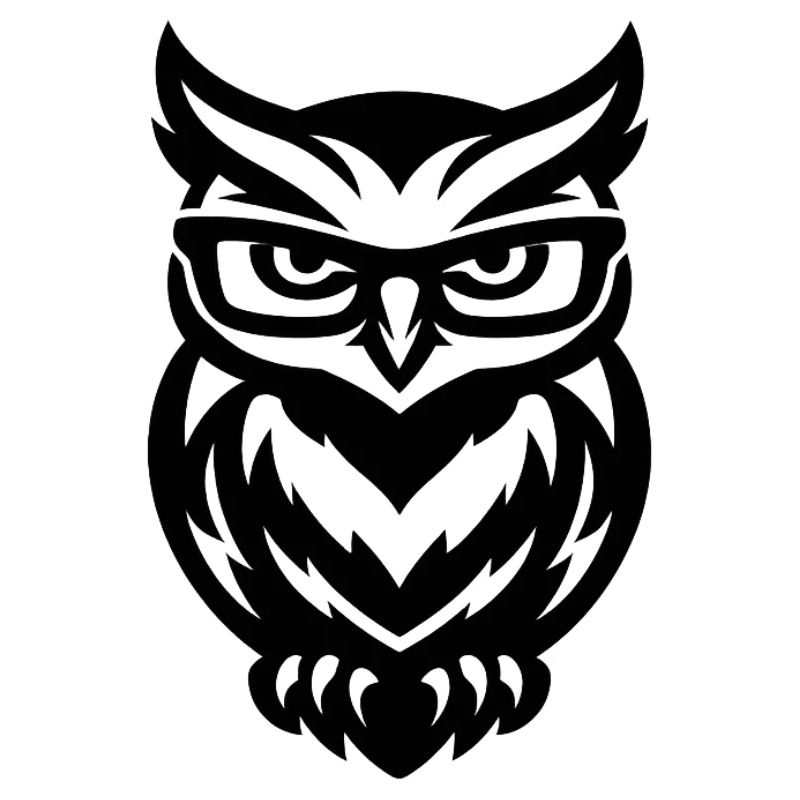 Owl in glasses – linear graphics