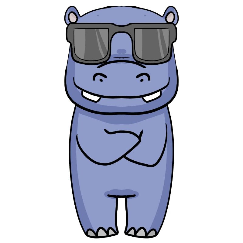 cooles Nilpferd mit Sonnenbrille