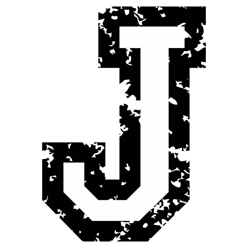 Letter J (Distressed) two-color Black/White