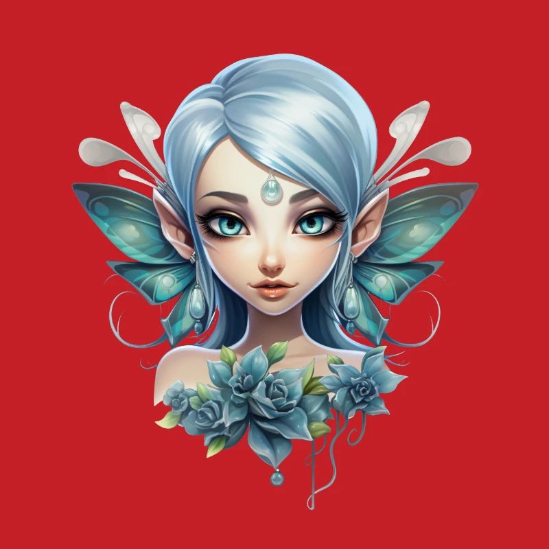 Blumen Fee mit Edelstein – Fantasy Design