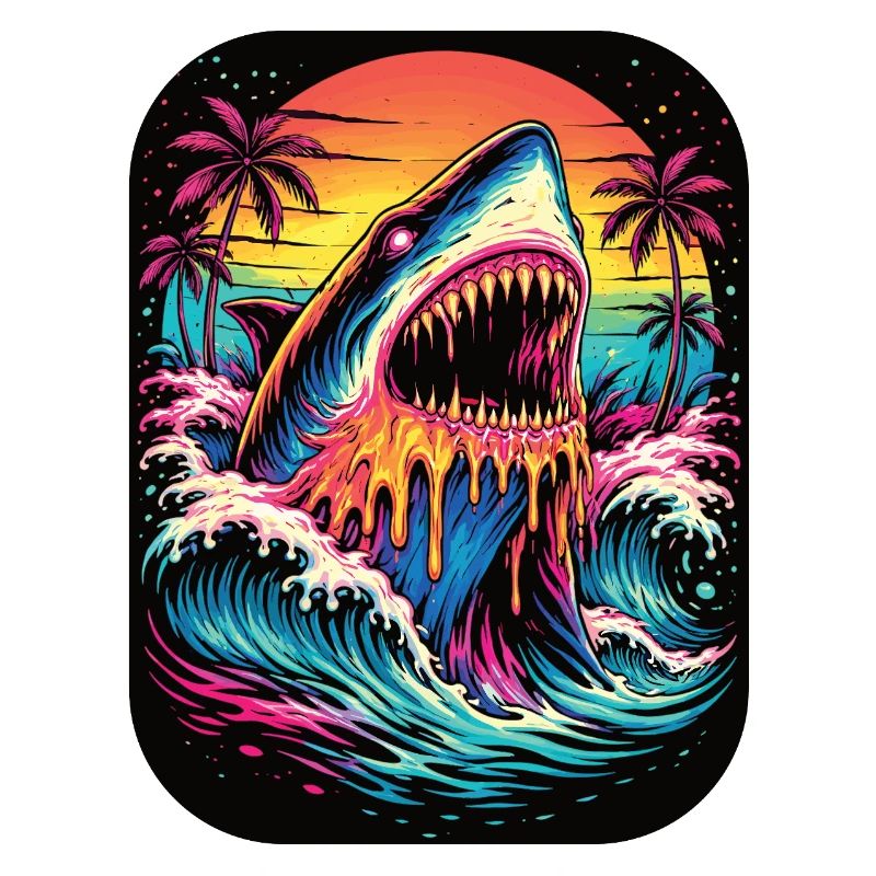Requin néon au coucher du soleil