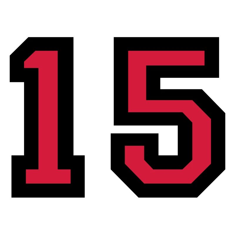 Zahl 15 - Nummer 15 (Rot) Nr. 15