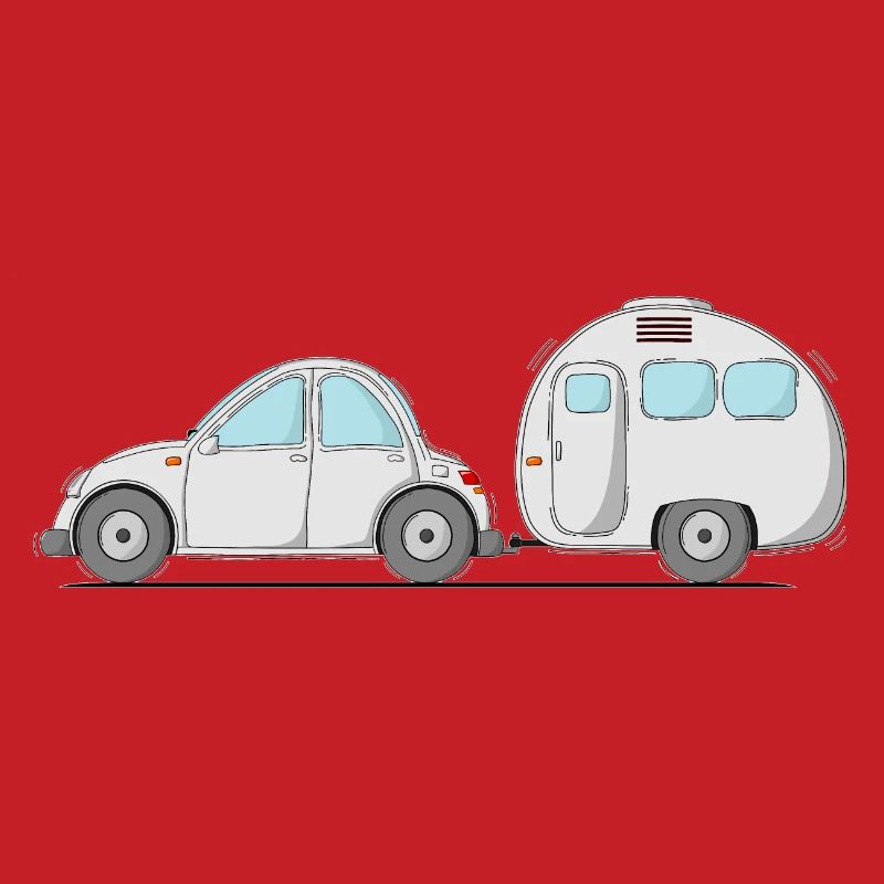 Auto mit Wohnwagen Grau