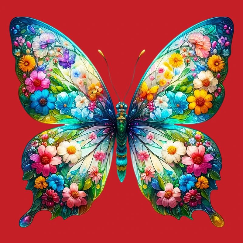 Papillon décoré de fleurs
