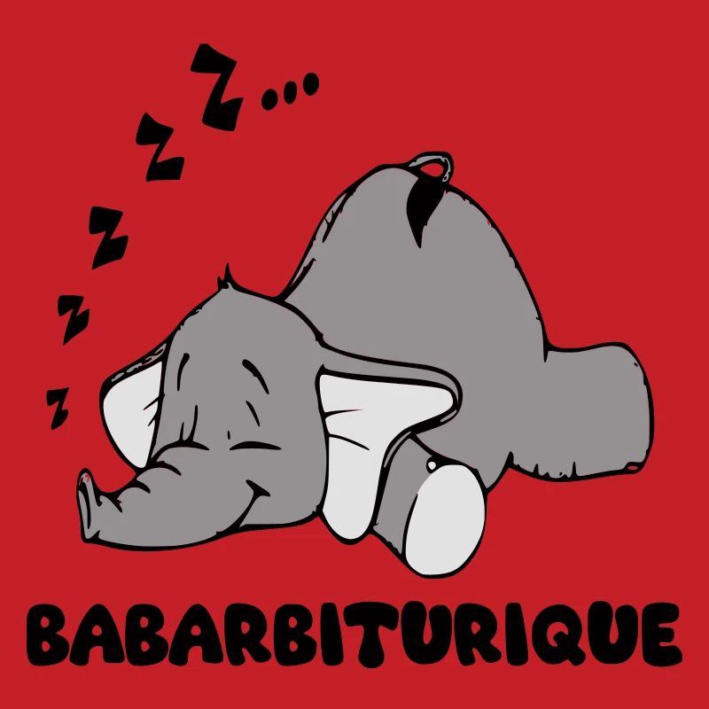 Éléphant Endormi avec le titre babarbiturique