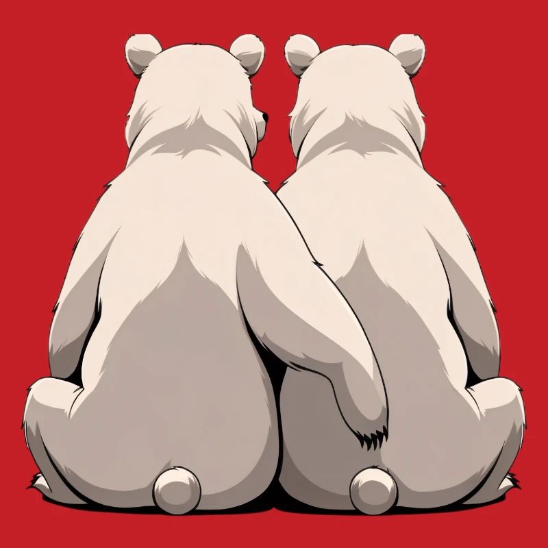 Two white bears back to back