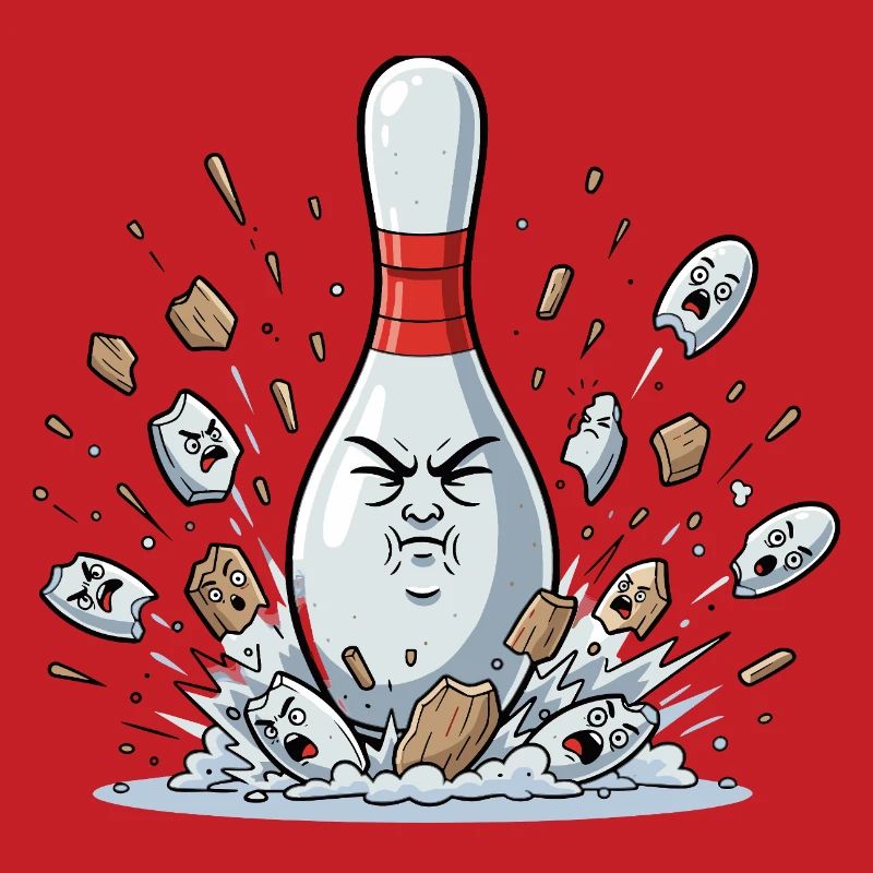 Exploding Bowling Pin Cartoon