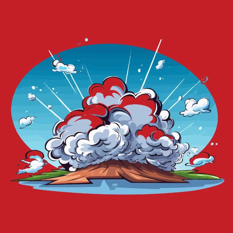 Comic Explosion im Landschaftspanorama