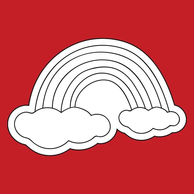 Minimalist rainbow on clouds