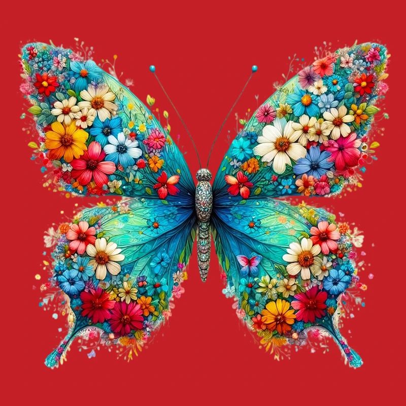 Papillon décoré de fleurs