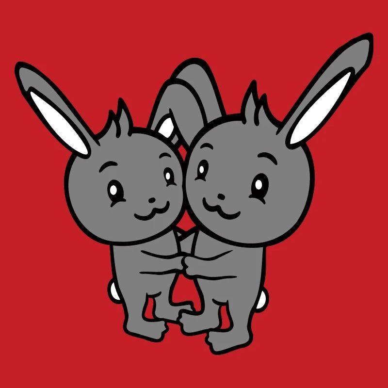 2 lapins deux amis équipe équipage couple câlin mignon