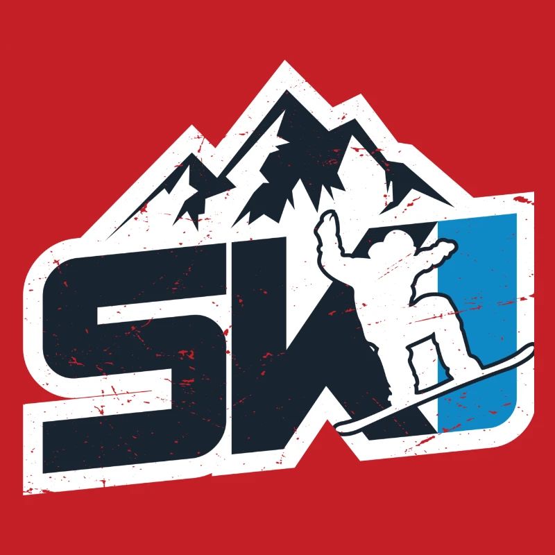 Conception de logo de ski de snowboarder de montagne