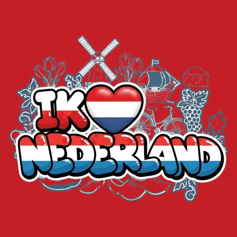 J’aime les Pays-Bas avec drapeau