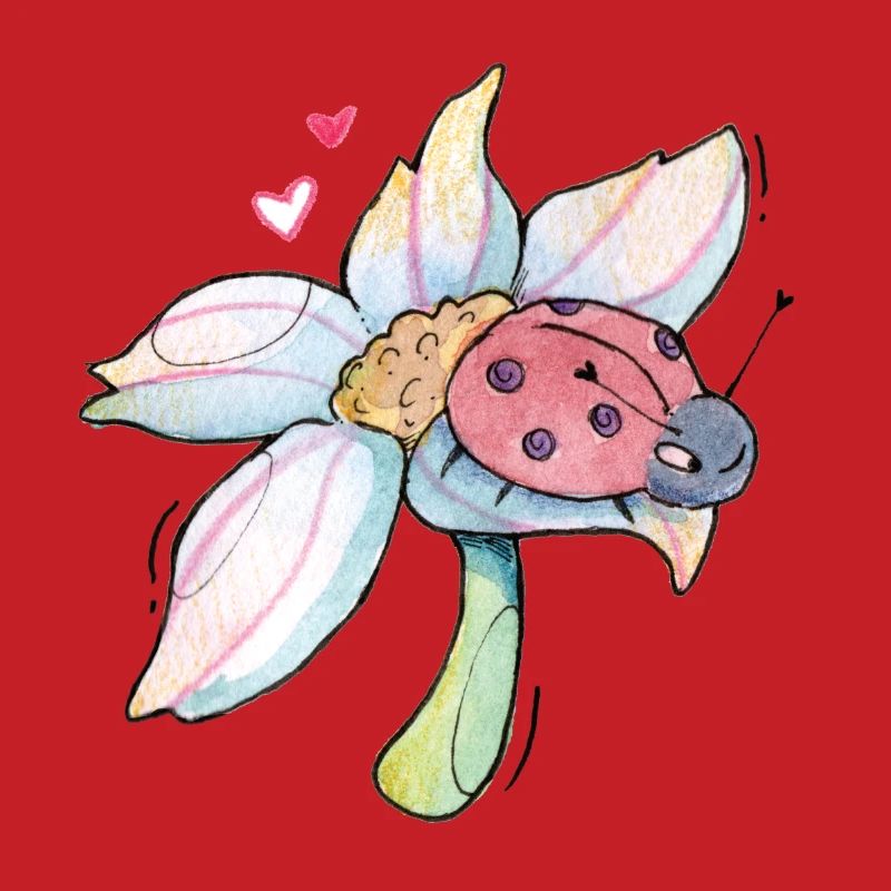 Douce Lucky Charm Ladybug sur fleur