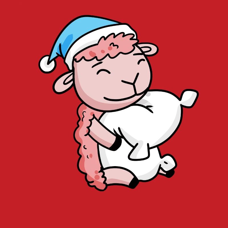 Sheep with pillow and sleeping cap