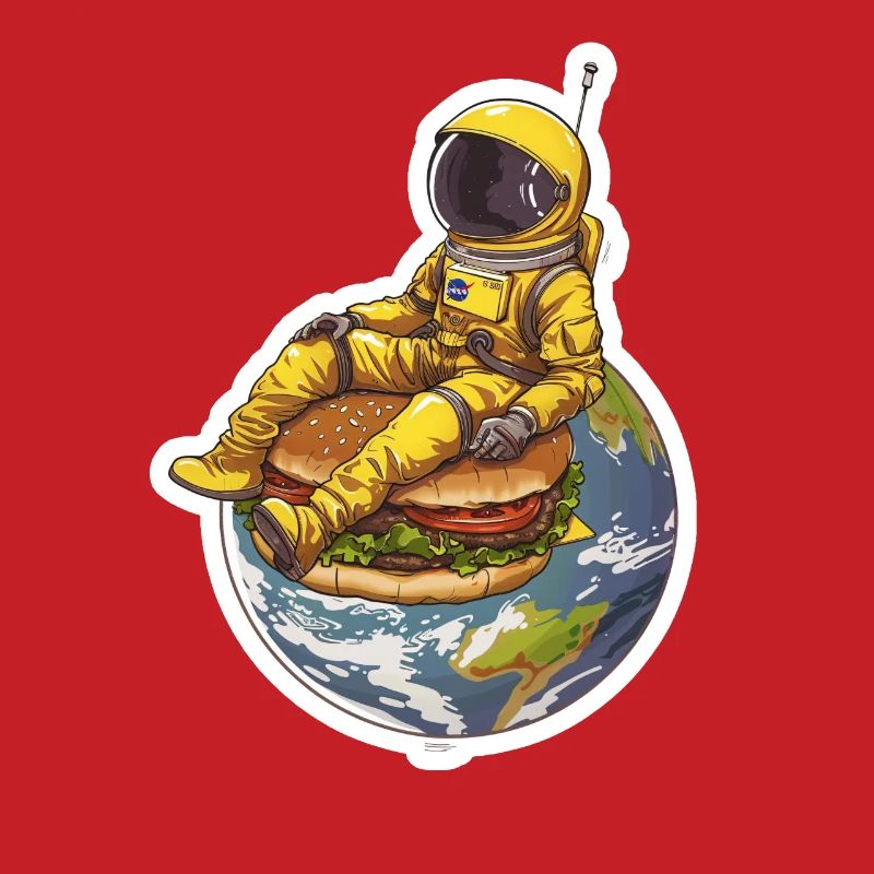 Astronaute doré sur Burger – Design alimentaire spatial