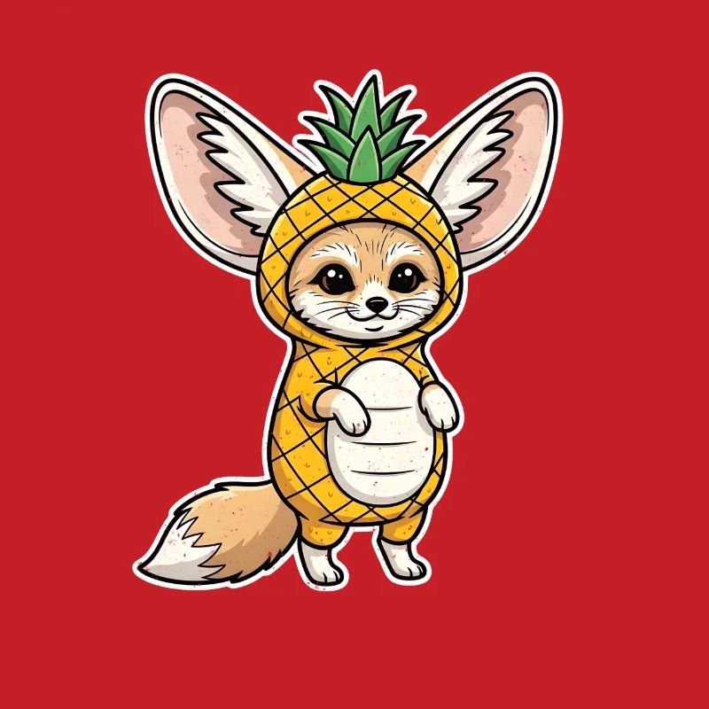Fennec with Pineapple Comic Shirt Gift