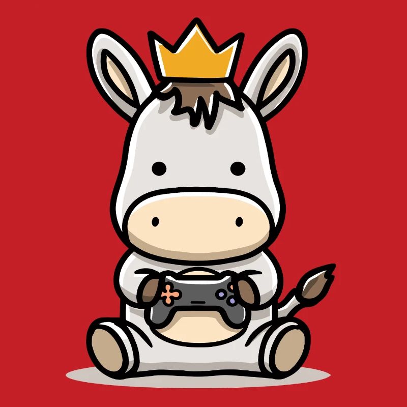 Gamer donkey with controller crown