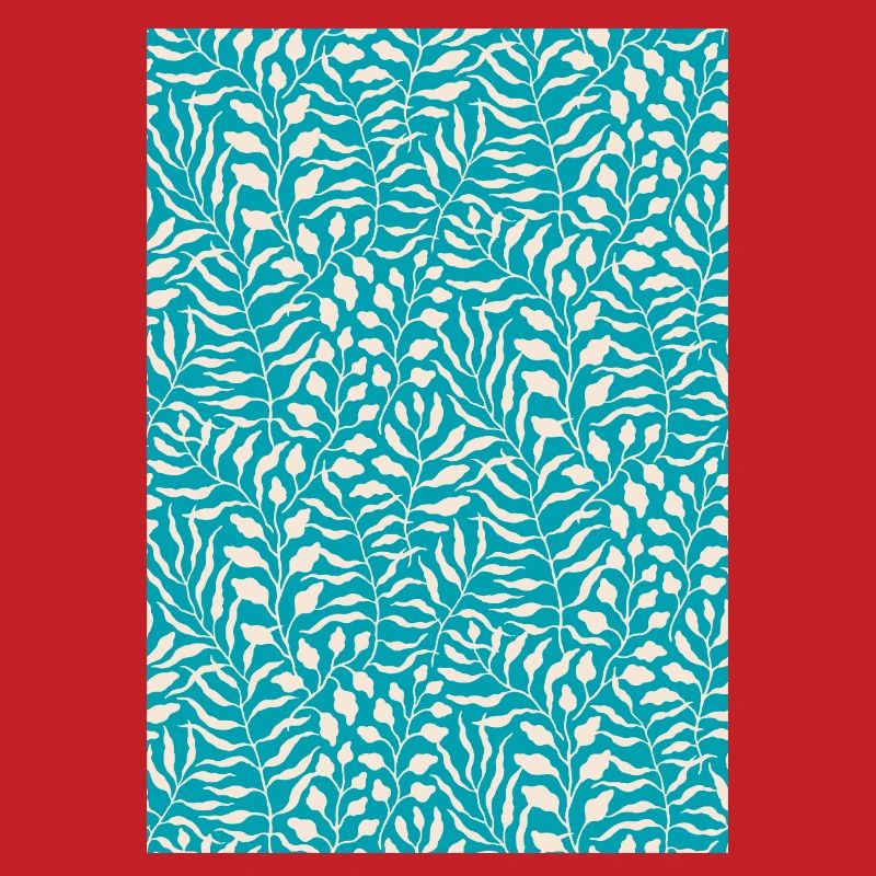 Blue Palm Leaf Design