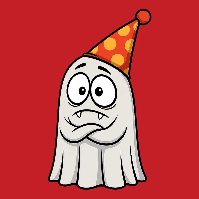 Grumpy Ghost with Party Hat