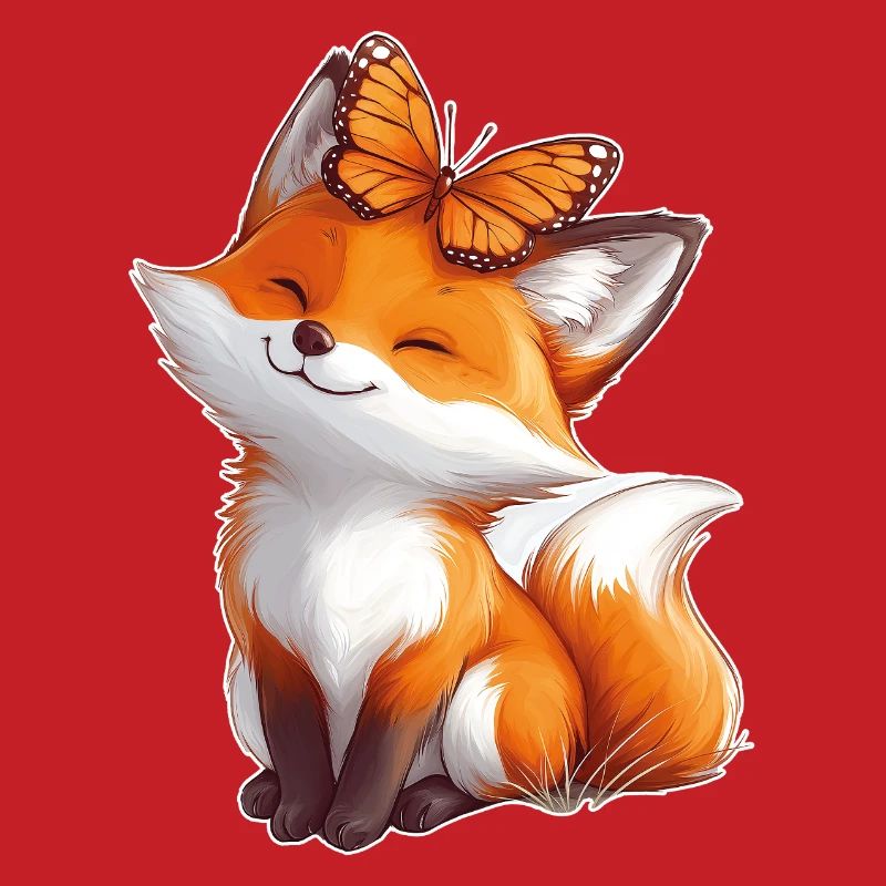 Fuchs mit Schmetterling