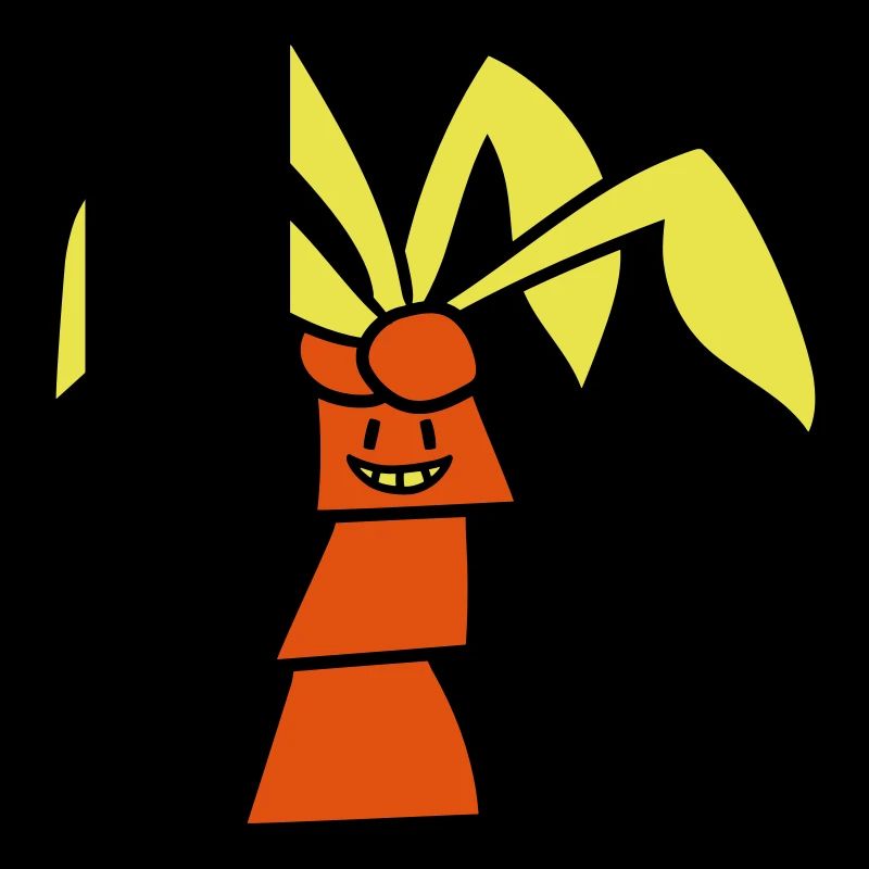 Funny Cute Palm Tree Waving Happy Face Comic