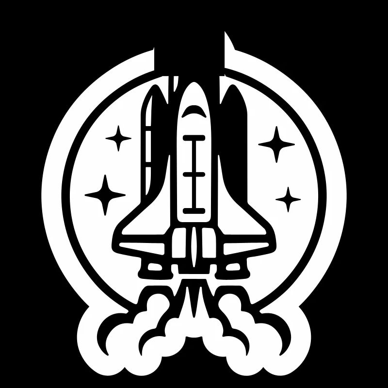 Space shuttle launch logo icon. Take off. rocket