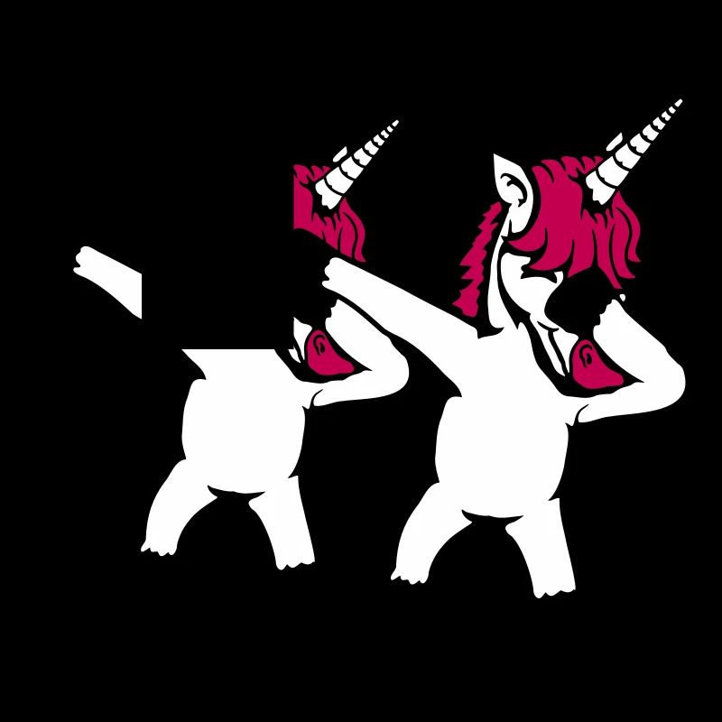 2 Einhörner Dabbing Dab Tanz Party Pose Geste Team