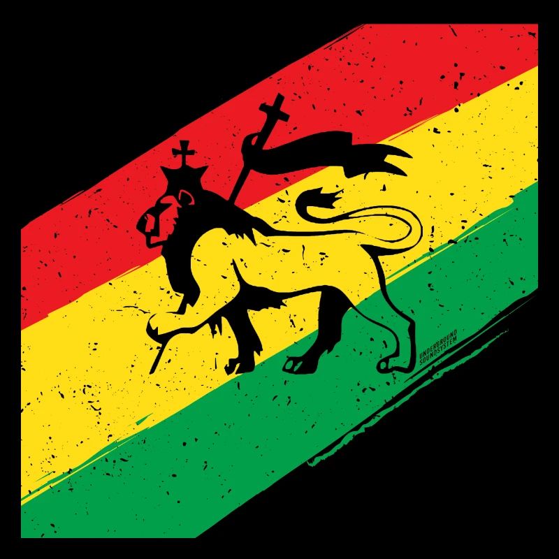 Lion rasta devant un drapeau tricolore