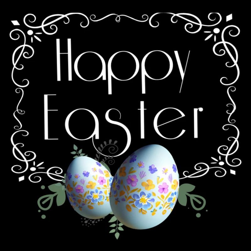 Happy Easter lettering with Easter eggs