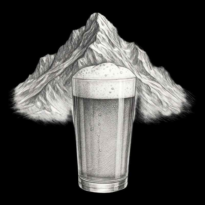 Bergblick mit Bierglas