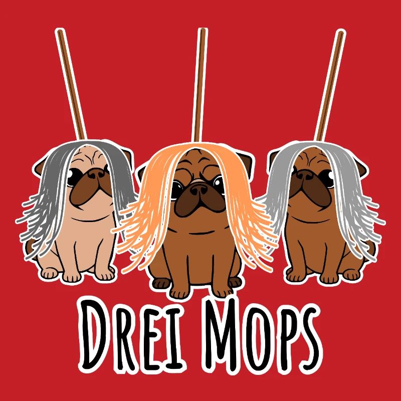 Zwei Mops - Hunde oder Putzgeräte? Hunde Humor?