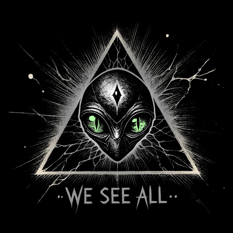 Alien Triangle We See All Cosmic Symbol Tee