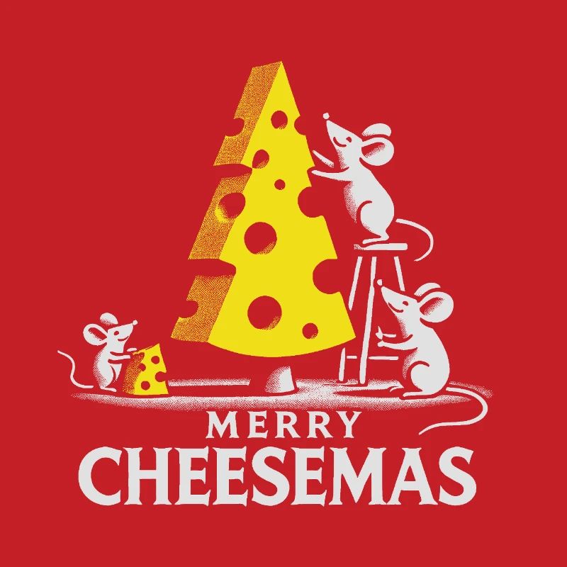 Merry Cheesemas Cute Mice & Cheese Tree Tee