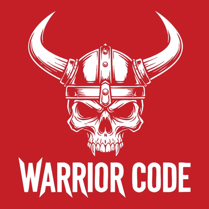 Kriegercode, Schädel, Wikinger, nordischer Hörnerhelm,