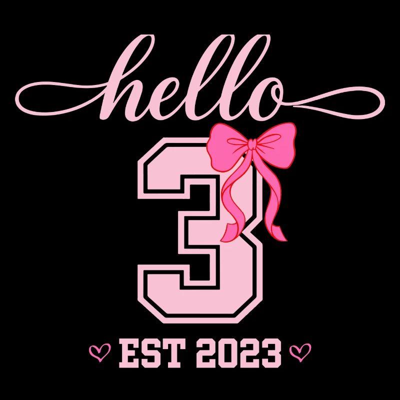 Hello 3 Est 2023 Mädchen Geburtstag Design