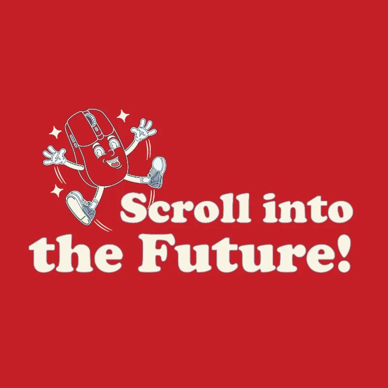 Scroll Into the Future – Retro Nerd Mouse Spruch