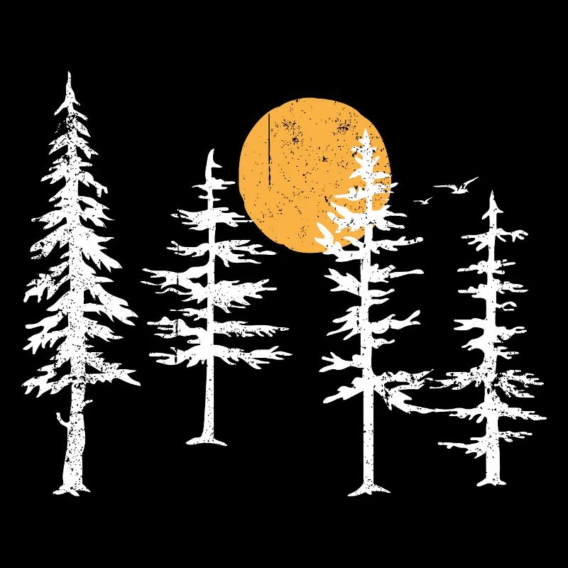 Serene Forest Silhouette with Sunset