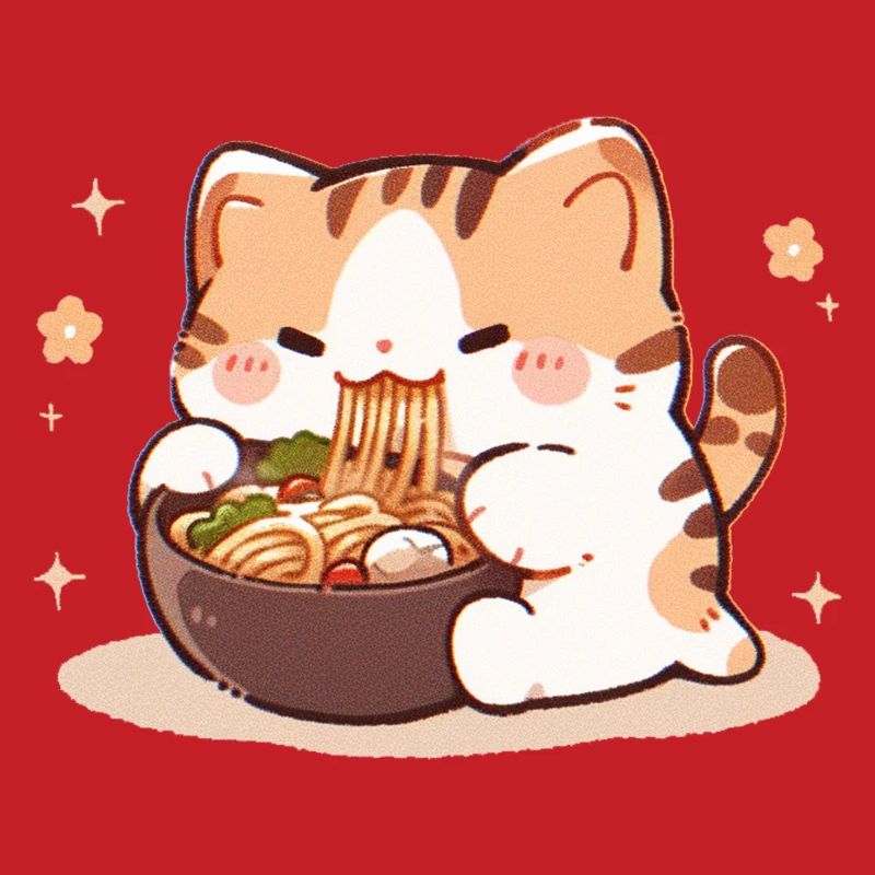 Mème de chat mangeant des spaghettis
