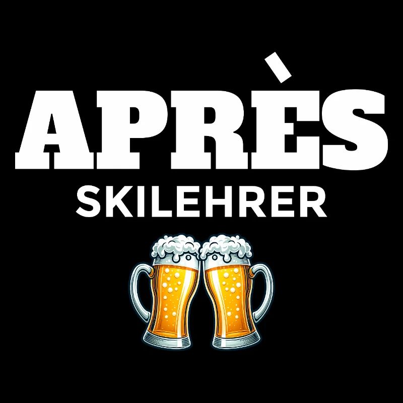 Après ski instructor with beer mugs