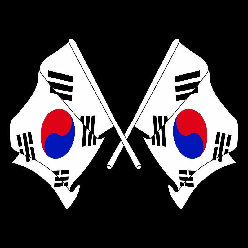 Deux drapeaux croisés de la Corée du Sud