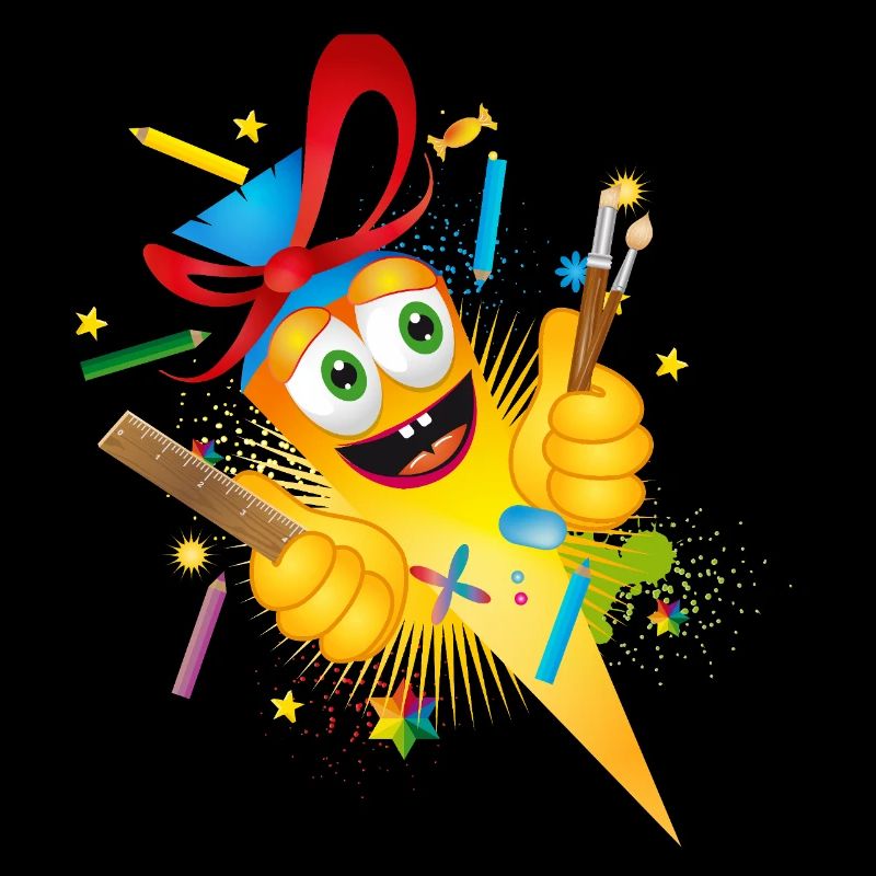 Cône d’école de bande dessinée drôle pour l’inscription à l’école