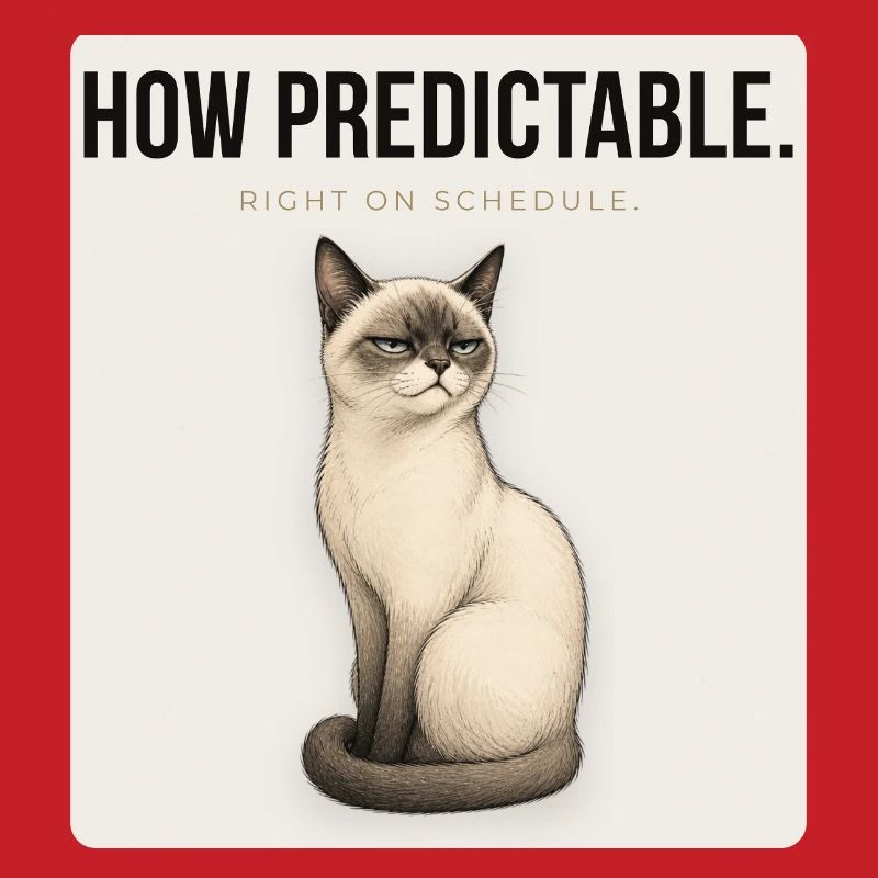 HOW PREDICTABLE. Noble Cat Sarcastic Meme Design