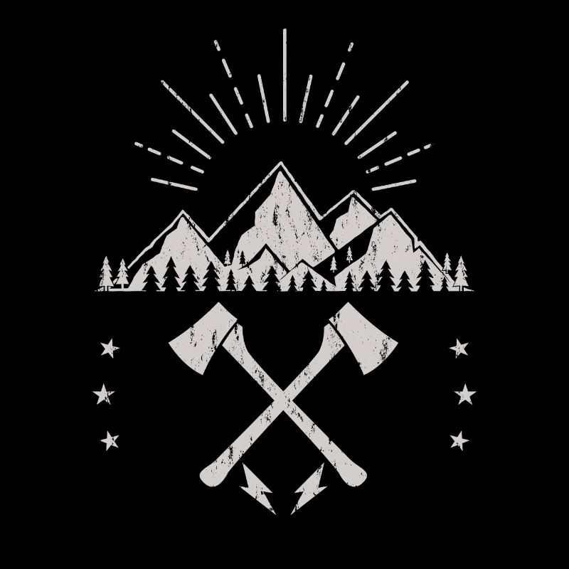 Robustes Berg-Sonnenaufgangsaxt-Emblem
