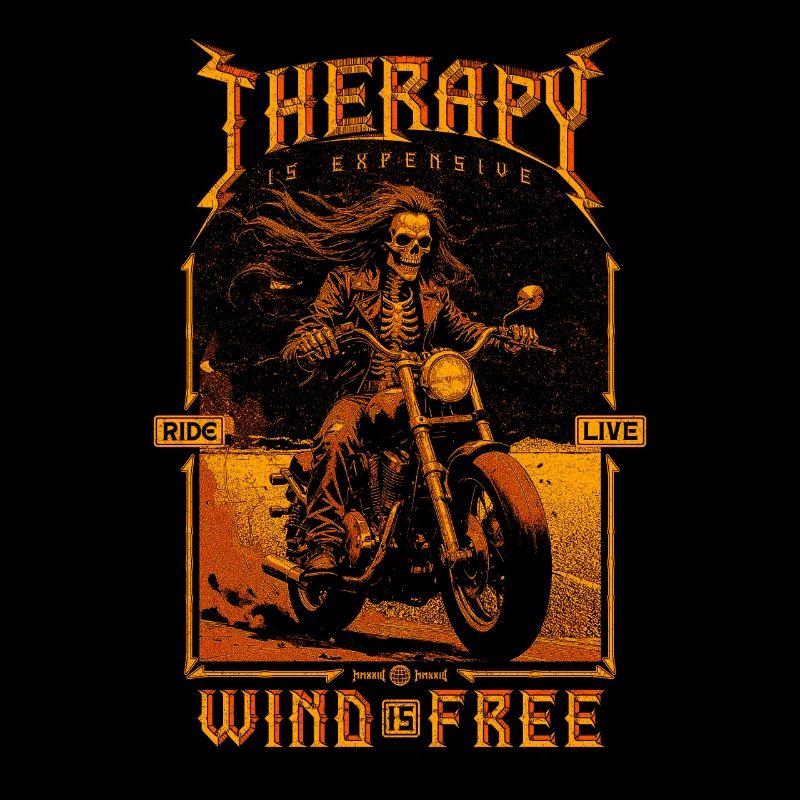 Therapy Is Expensive Wind Is Free Biker Skull