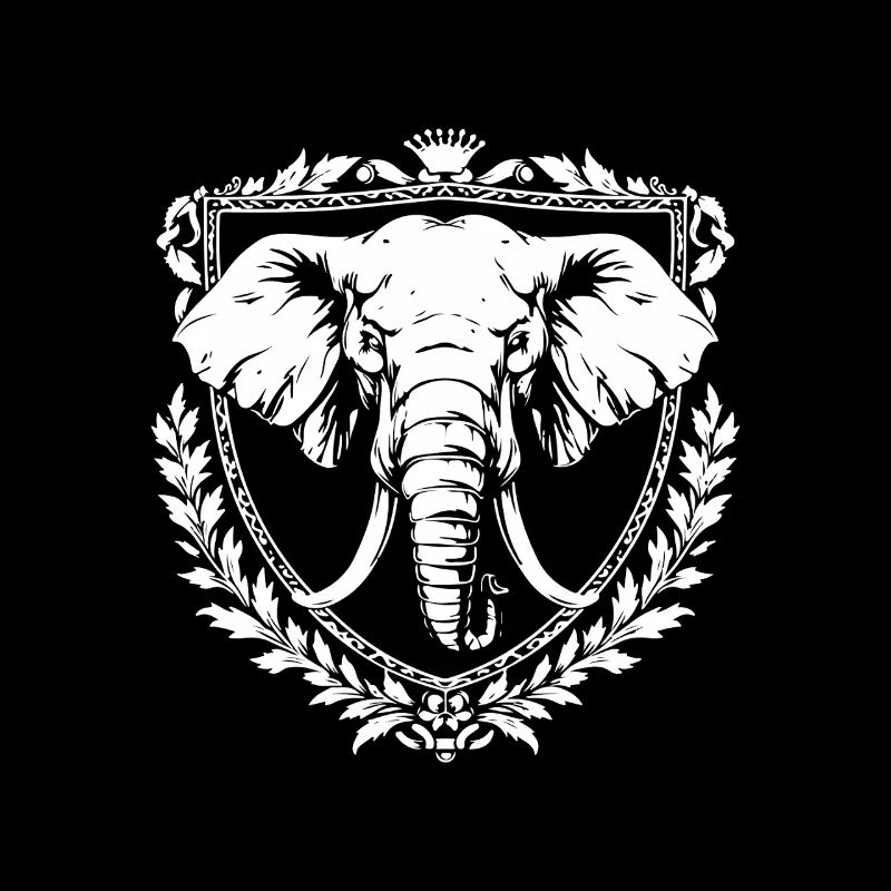 Elephant in a laurel frame