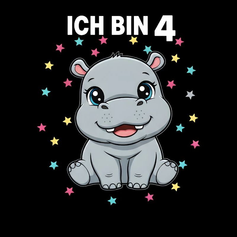 Ich bin 4 - Süßes Nilpferd zum 4. Geburtstag